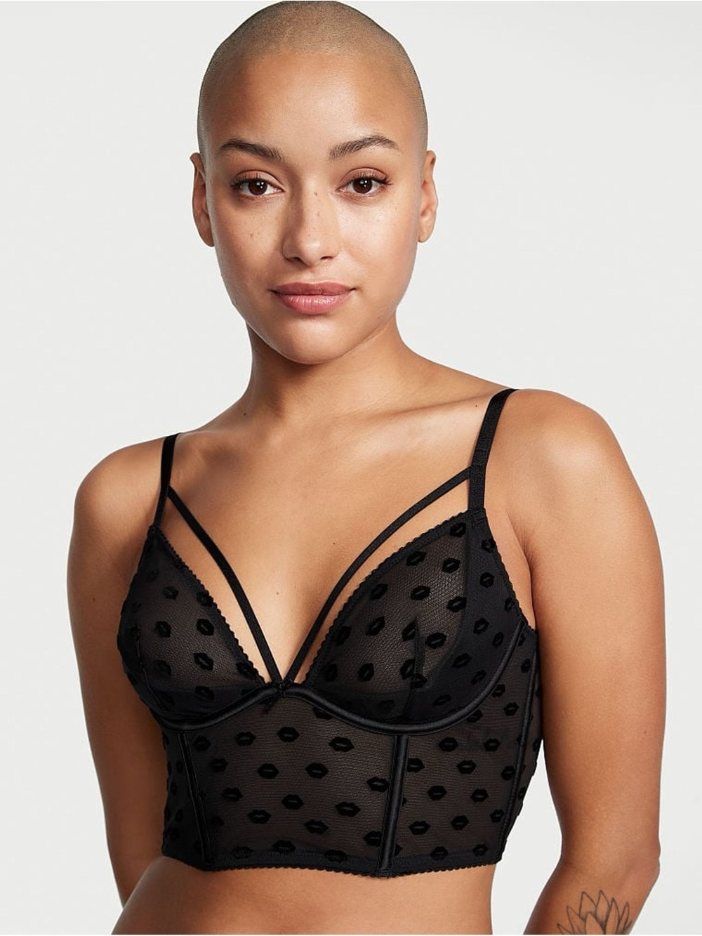 Black Strappy Quarter Cup Corset Bra Top